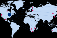 Content delivery networks CDNs A global map illustrating the nodes of a ...