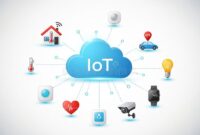 Illustration Depicting the Internet of Things (IoT) with a Central Blue ...