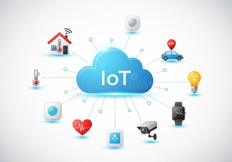 Illustration Depicting the Internet of Things (IoT) with a Central Blue ...